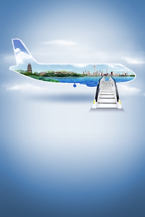 旅游创意飞机合图背景