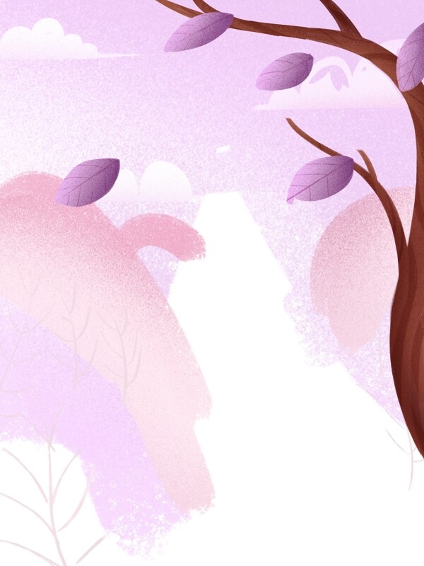 浅紫色大树落叶背景设计