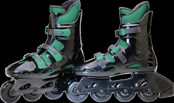 绿黑四轮溜冰鞋免抠png透明素材