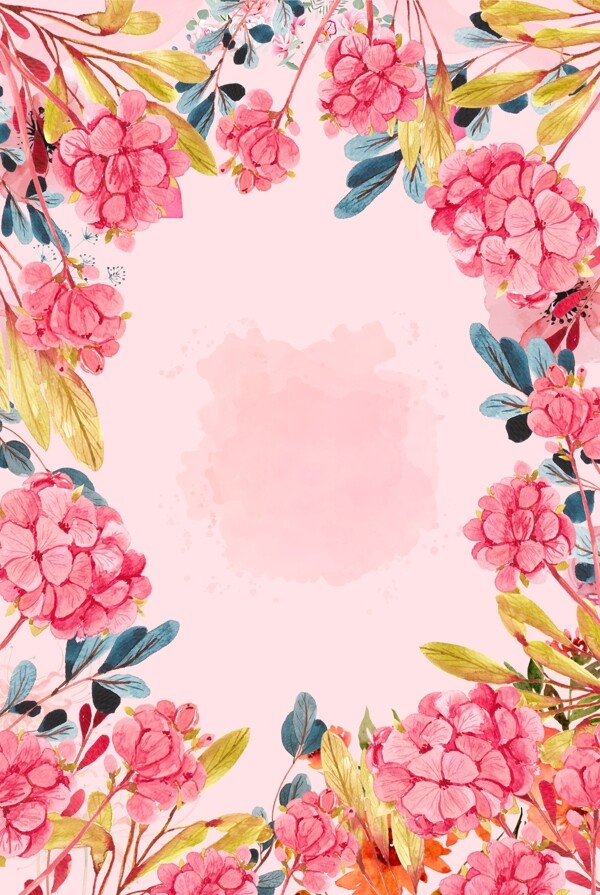 粉色浪漫花卉天猫婚博会海报背景