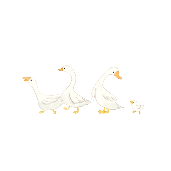 春季卡通手绘小鸭子