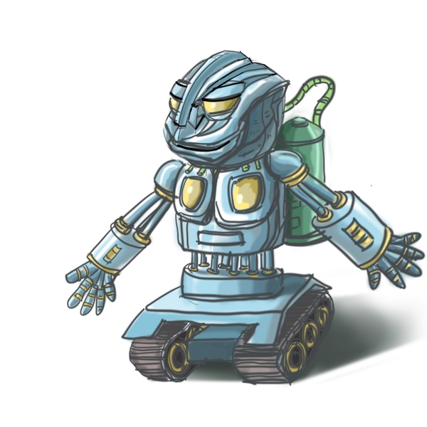 交通工具主题机器人小车漫画风格手绘
