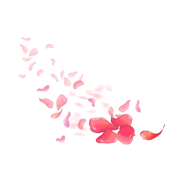 唯美浪漫手绘飞舞漂浮花瓣元素免抠图