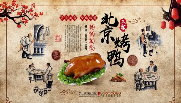 美食传统美食烤鸭背景墙图片
