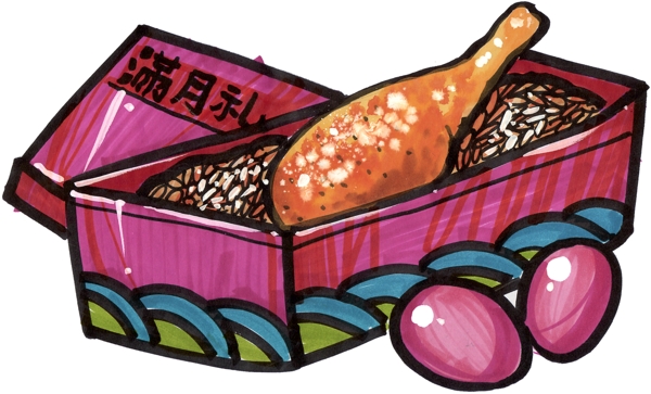 手繪滿月禮圖片
