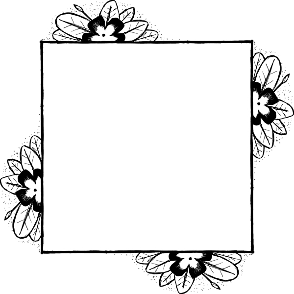 黑白卡通小花装饰手绘边框