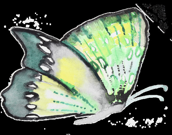 黑边蝴蝶卡通透明装饰素材
