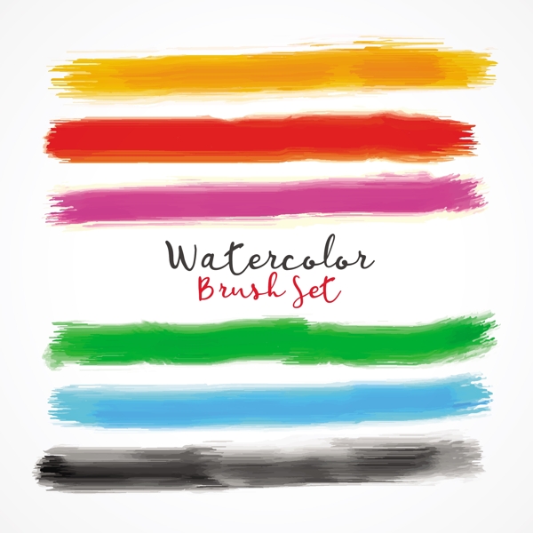 彩色水彩画笔效果矢量素材