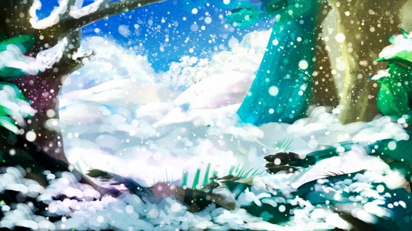 浪漫冬季森林雪地背景设计