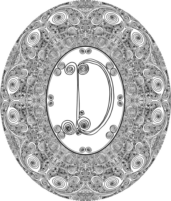 手繪字體字母D矢量插畫