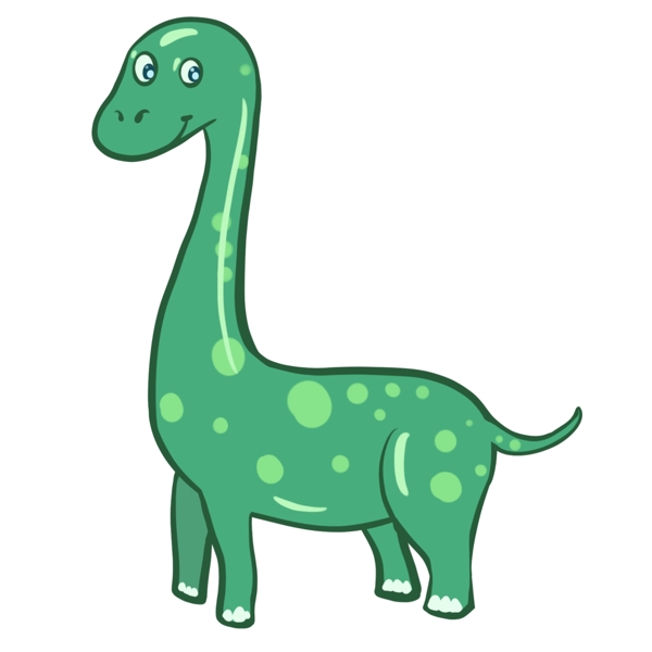 长脖子绿色恐龙插画