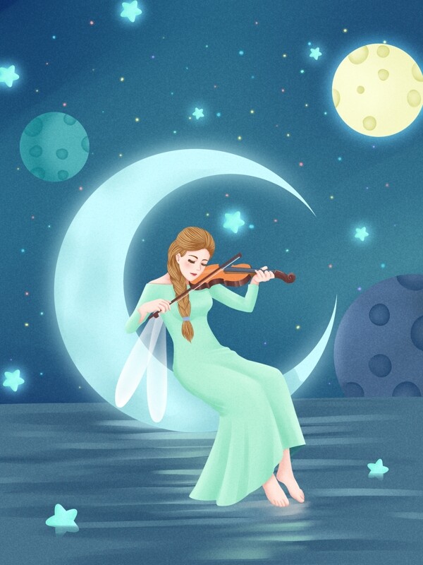 全世界晚安小仙女演奏小提琴