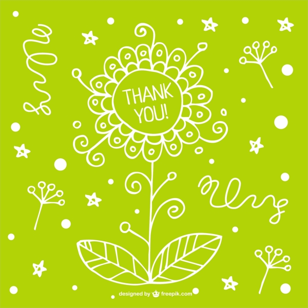 绿色感谢您的卡片与概述花
