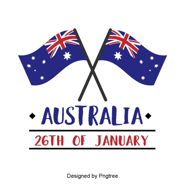 澳大利亚国旗旗帜爱心爱国蓝色红色星星字体设计