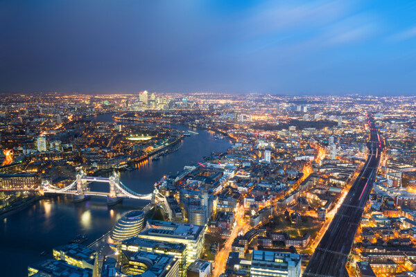 美丽伦敦鸟瞰风景图片