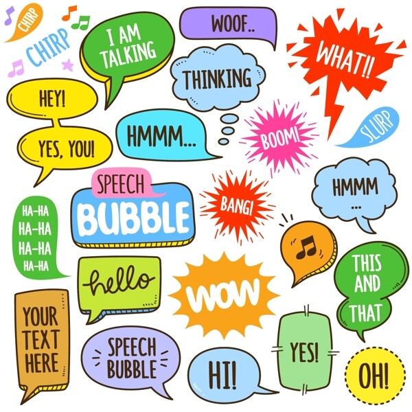 卡通英文聊天气泡对话框图片