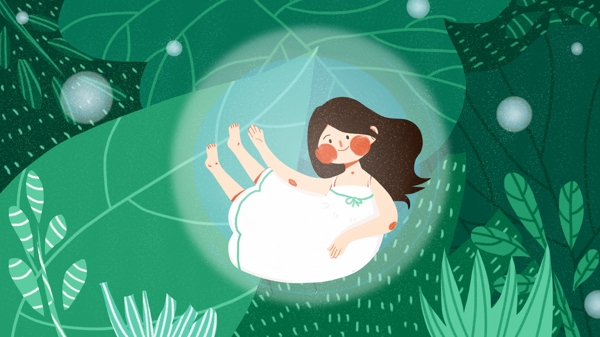 寒露少女可愛簡約扁平原創(chuàng)插畫