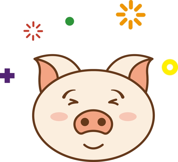 猪眯眼笑表情包mbe卡通可爱可商业元素