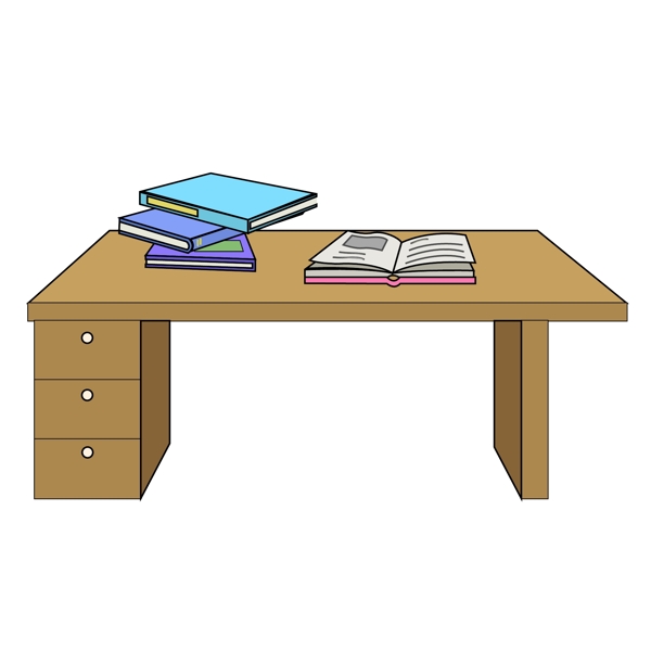 卡通风格的木质书桌