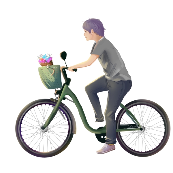 骑自行车的人物男孩