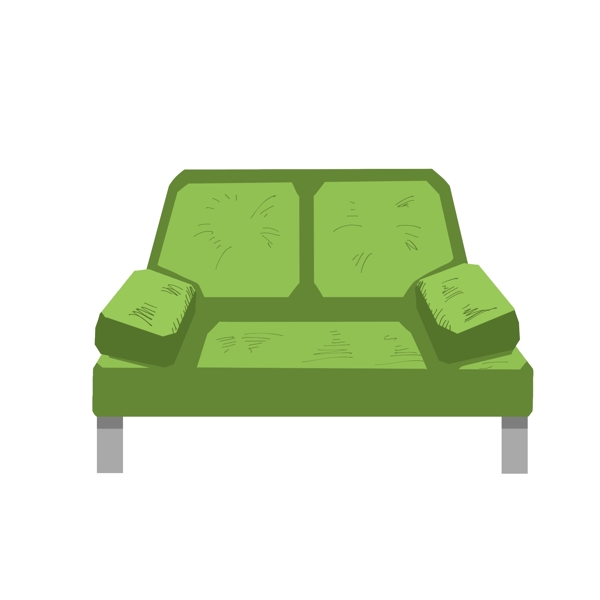 绿色沙发床家具插画