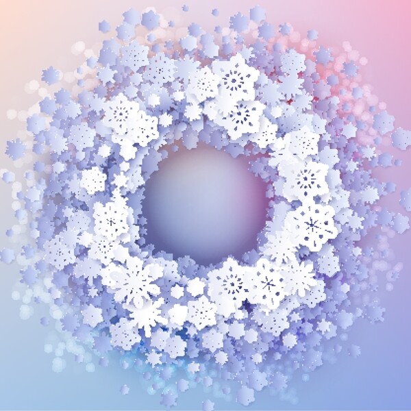 小清新冬季雪花邊框蒙版矢量