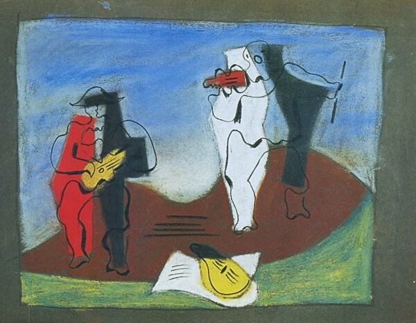 1924ProjetpourlerideauArlequinetPierrot西班牙画家巴勃罗毕加索抽象油画人物人体油画装饰画