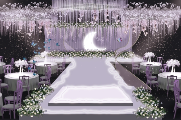 紫色婚礼仪式区效果图