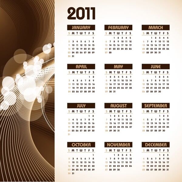 2011矢量的日历模板矢量