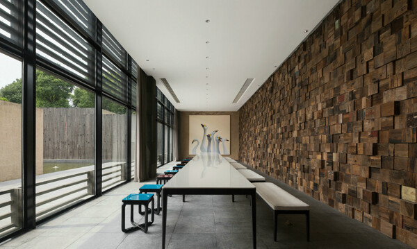 簡約餐廳長方形餐桌裝修室內(nèi)效果圖