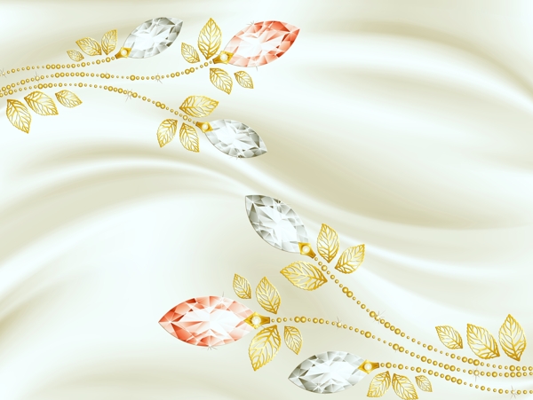 丝绸珠宝花朵背景墙