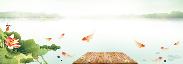 荷花魚淘寶全屏banner背景
