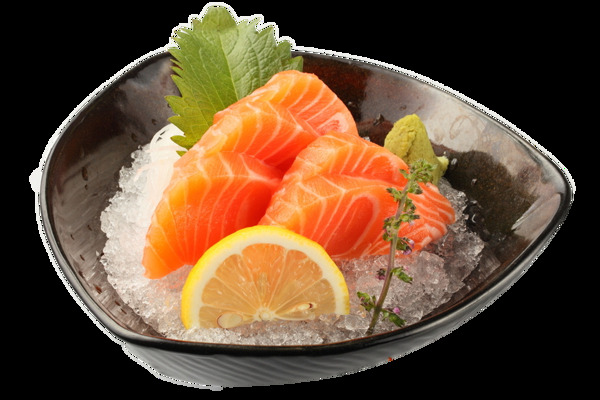 清新鲜美日式三文鱼料理美食产品实物