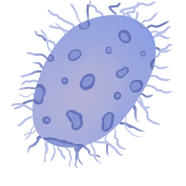 蓝色的绒毛细菌插画