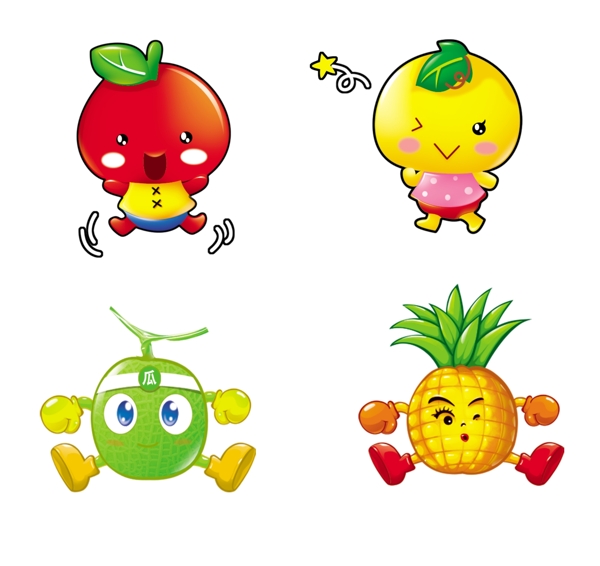 水果卡通苹果菠萝哈密瓜图片