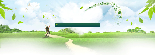 春天綠色草地淘寶全屏banner背景