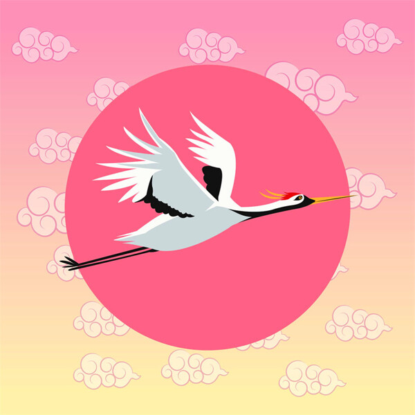 卡通飛鶴設(shè)計(jì)素材圖片