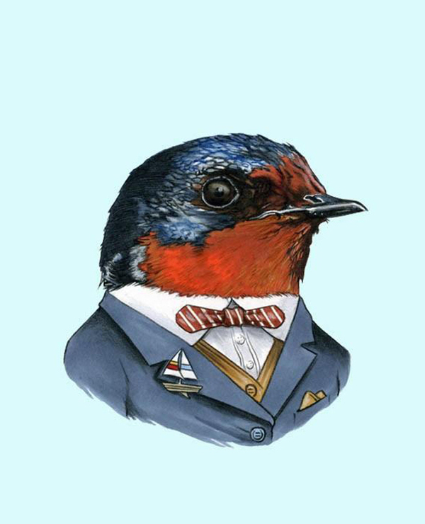 位圖插畫動物鳥西裝免費素材