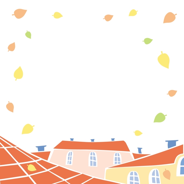 秋天树叶插画风景背景矢量素材