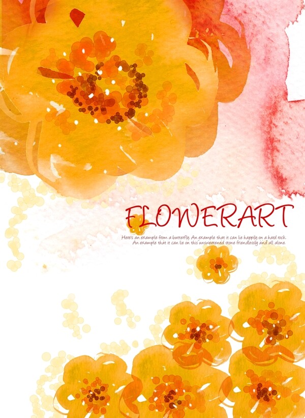 橙色花卉水彩花卉花卉背景底纹背景