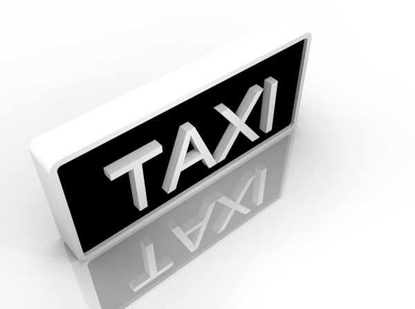 黑白相间的立体出租车标识图片