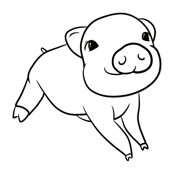 卡通手绘线条简笔画元素猪