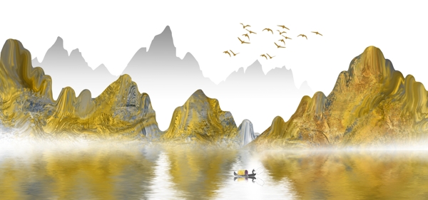 山水古风复古中式背景海报素材图片