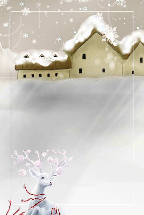 浪漫雪花房屋背景