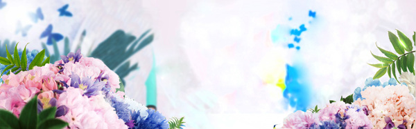 夏季花朵夢幻淘寶全屏banner背景