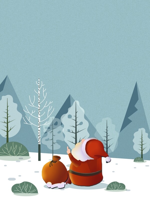 雪地上的圣诞老人背景素材