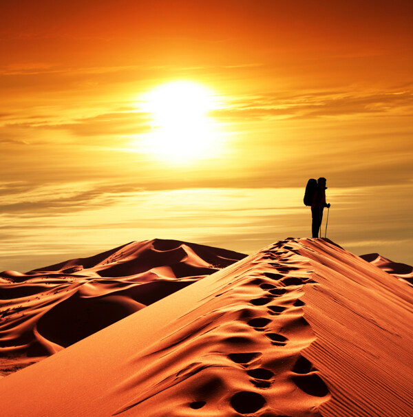 沙漠风景沙漠日落景色
