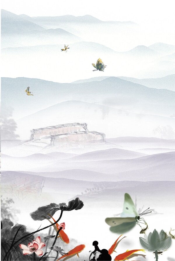 中国山水复古风海报北京