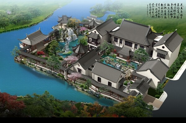 古建景觀效果圖圖片