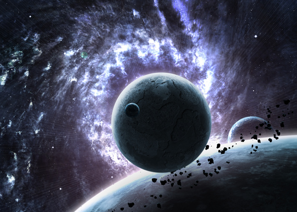 宇宙中的星球和石頭